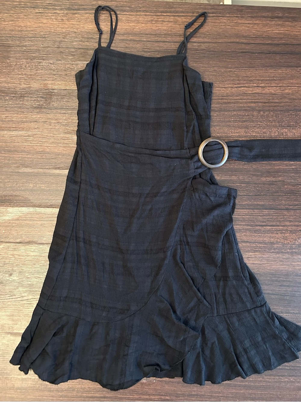 American Eagle Black Spaghetti-Strap Wrap Dress
